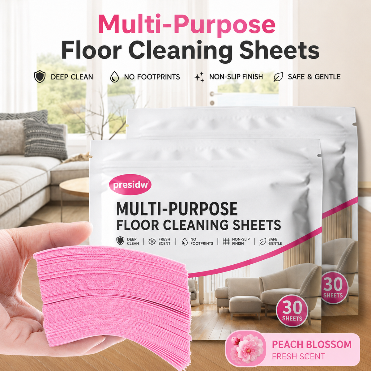 Multi-Purpose Floor Cleaning Sheets – One Sheet Cleans, Freshens & Saves Space